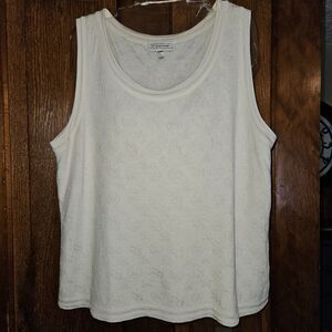 St. John Sport Cream Wool L SJ & Star Embossed Sleeveless Knit 2007 Top *Read